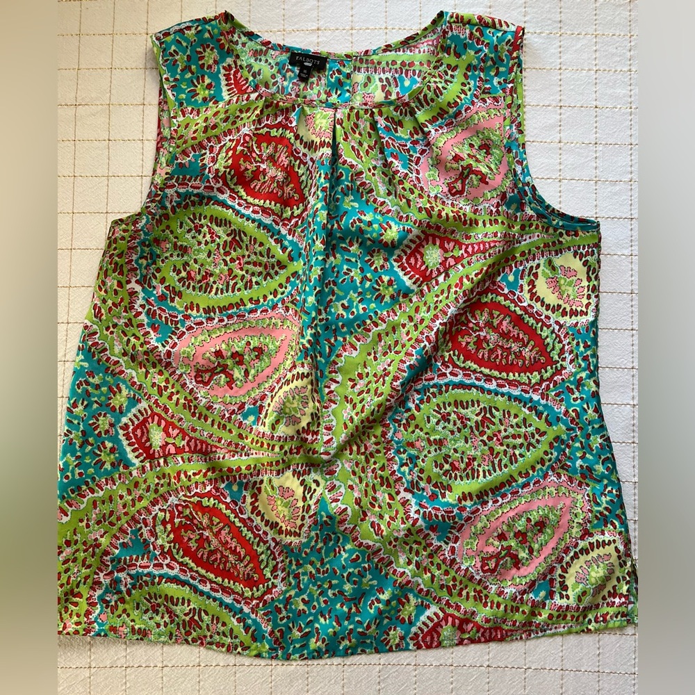 Talbots Multicolor Paisley Print Sleeveless Blouse Size 12